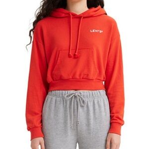 Red Levi’s cropped hoodie